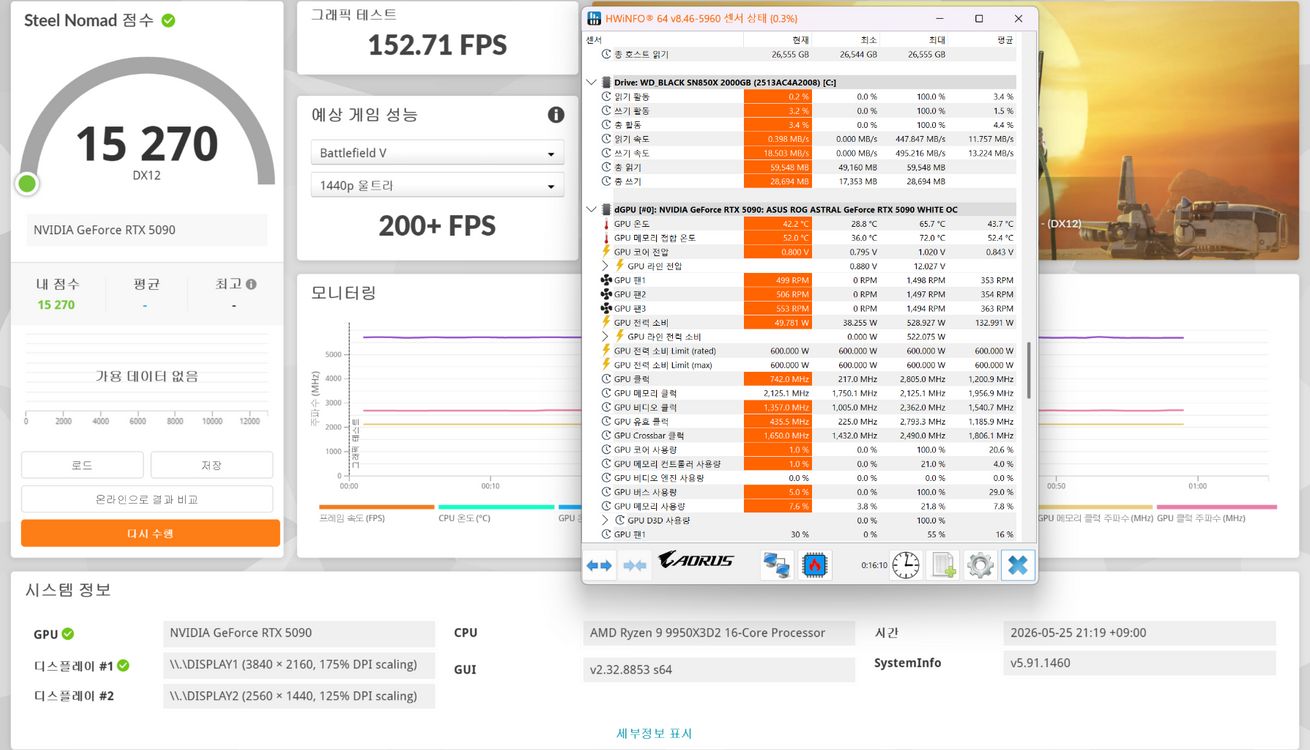 9950x3d2 96gb 5090화스트랄 끝판왕 본체팝니다 이미지