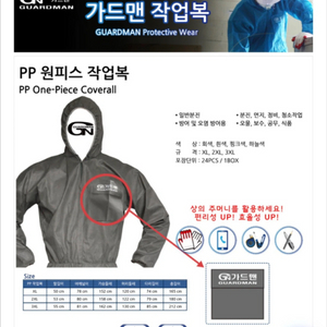 16장)가드맨 PP 원피스 작업복 2XL 새상품 이미지