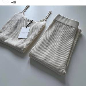 마스큘린 여성 MASCULINE FEMININE 실크 골지 니트 팬츠 만 아이보리 새제품 프리사이즈 이미지