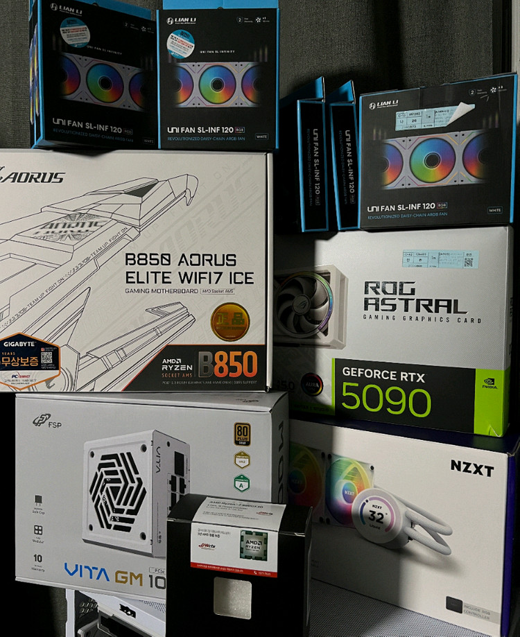 9800x3d B850 RTX 5090 아스트랄 화이트 1000w 리안리 화이트 데스크탑 화스트랄 RTX5090 이미지
