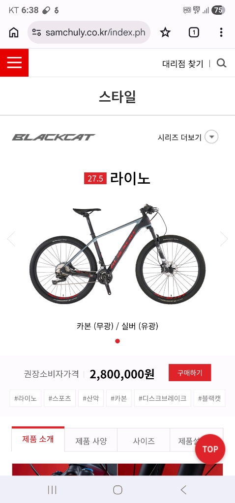 라이노 풀카본 mtb 자전거 이미지