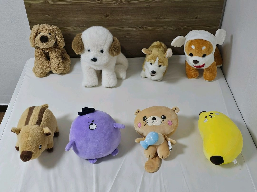 인형 판매 : 동물(강아지, 미어캣, 나무늘보, 쿼카, 멧돼지, 고양이), 바나나 이미지