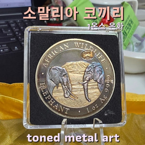 [토닝한 은화 작품] 토닝된 999.9 % 1온스 코끼리 은화 팔아요 이미지