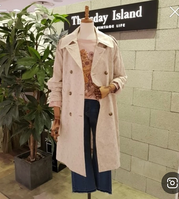 새상품 S 꽃패턴 자가드 A라인 트렌치 코트 써스데이아일랜드 이미지