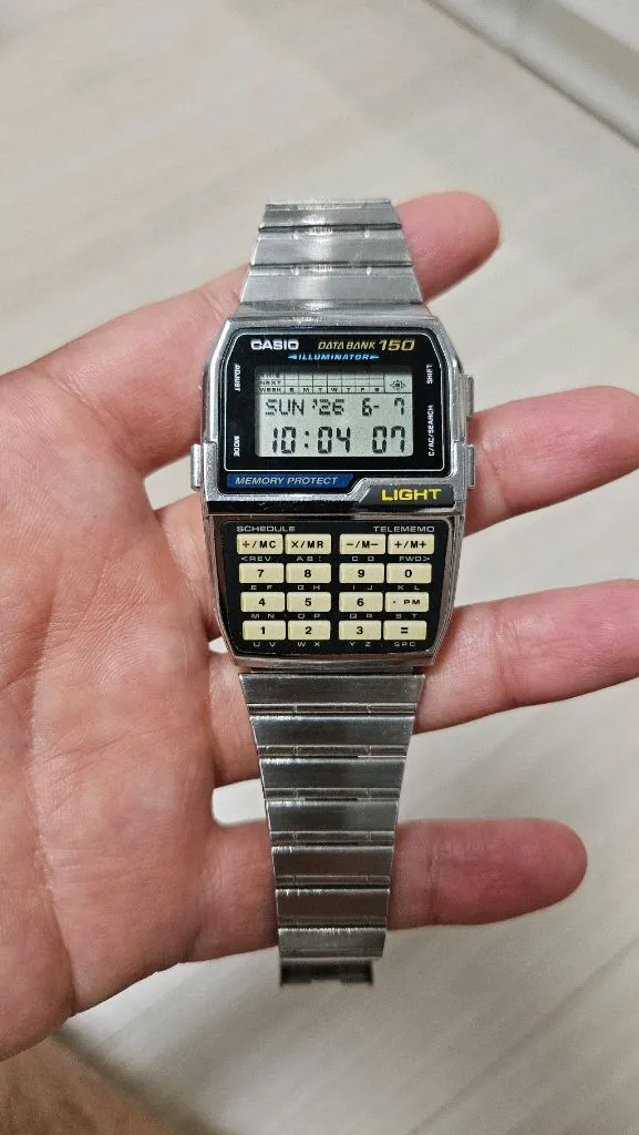카시오 빈티지 dbc-1500 야광문자판 계산기 시계 이미지