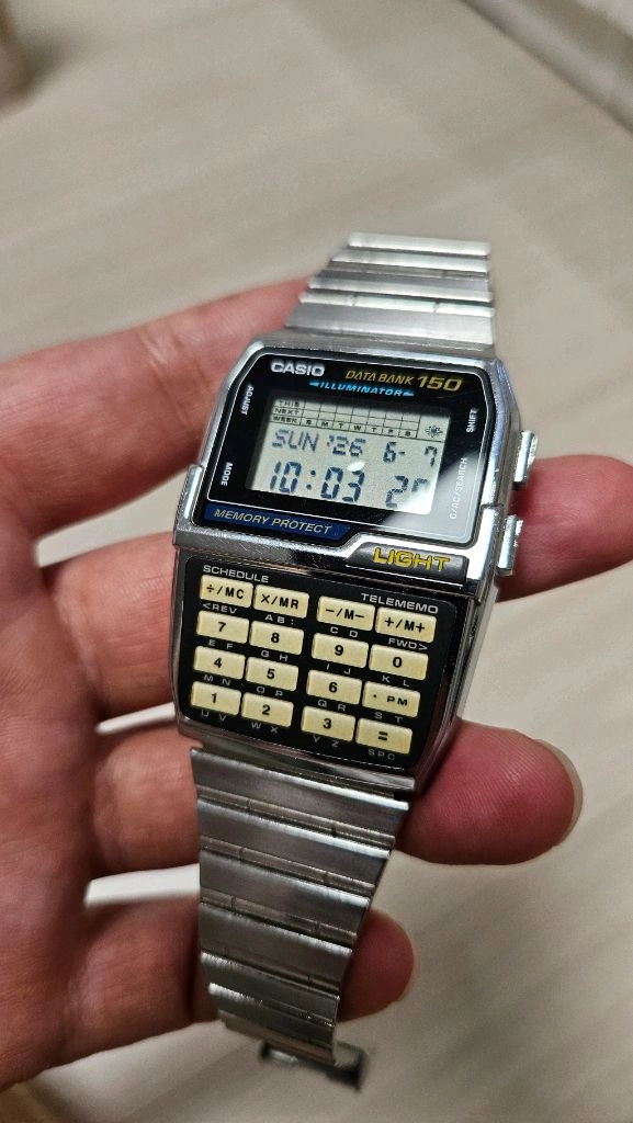 카시오 빈티지 dbc-1500 야광문자판 계산기 시계 이미지
