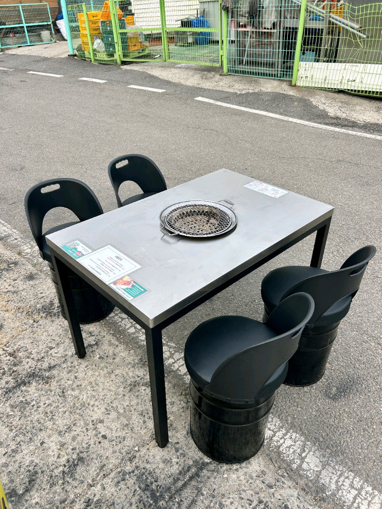 식당 4인숯불 화로테이블 의자세트 이미지