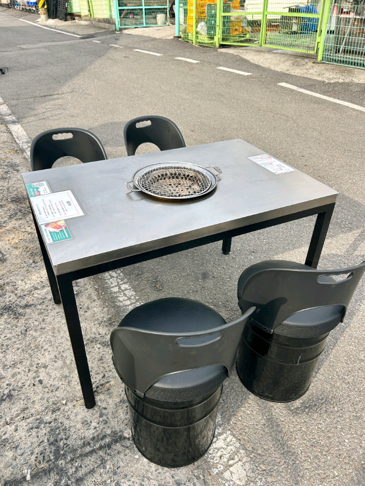 식당 4인숯불 화로테이블 의자세트 이미지