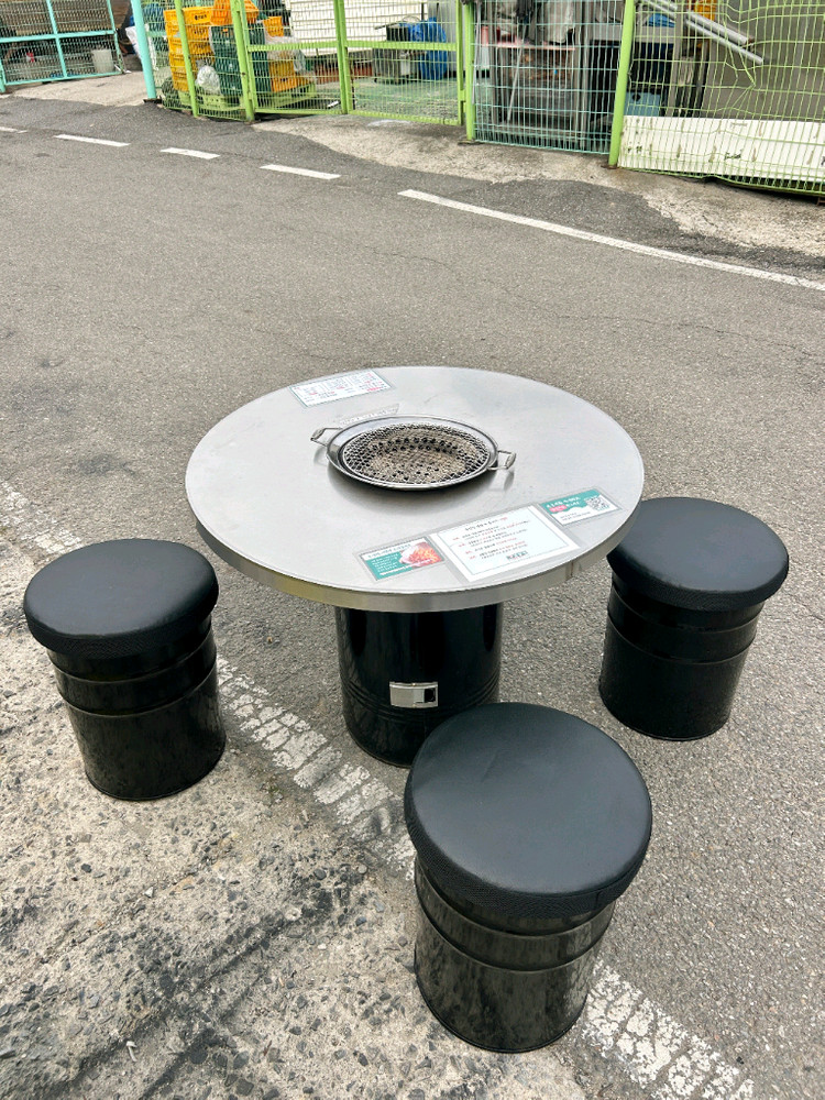식당 4인숯불 화로테이블 의자세트 이미지