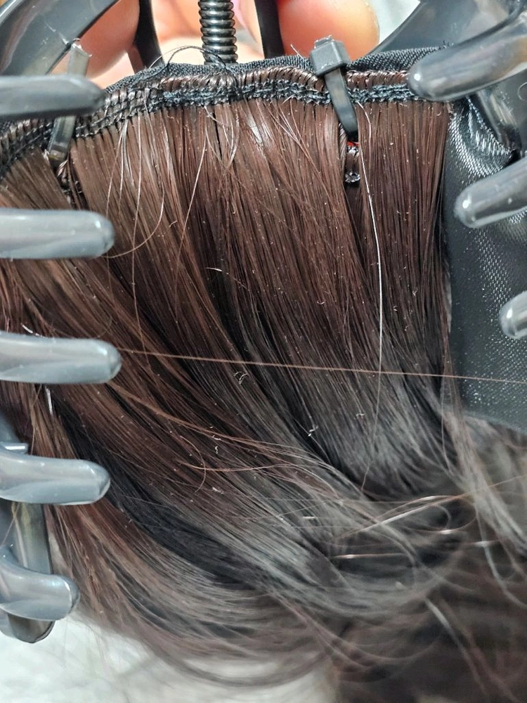 리본 집게 가발 웨이브 긴머리 포니테일 이미지