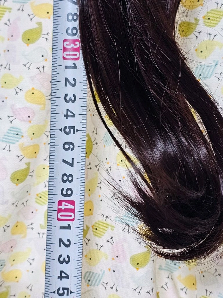 리본 집게 가발 웨이브 긴머리 포니테일 이미지
