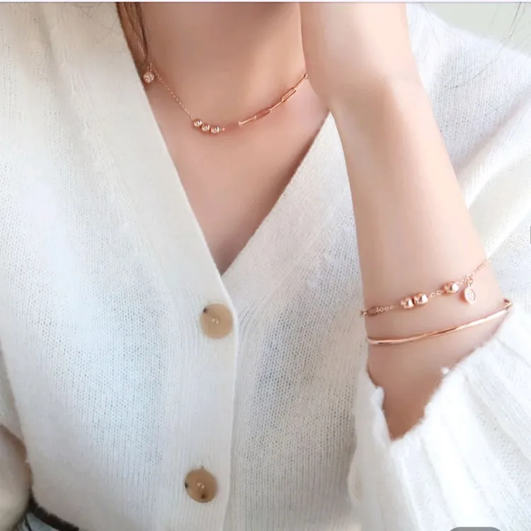 14k 샤이니 볼 클립 체인 목걸이 이미지