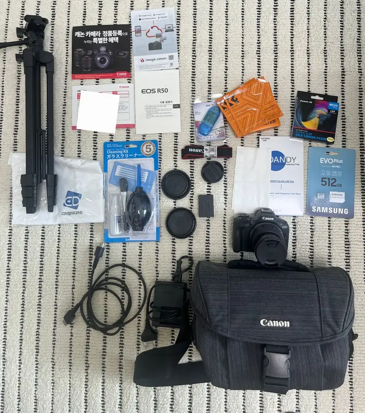 풀패키지,테스트만) 캐논 Canon EOS R50 카메라 키트+512GB ND 필터 + 배터리2개 삼각대 충전기 이미지