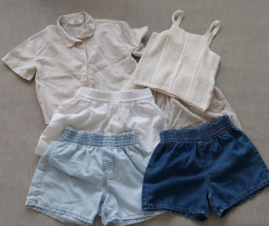 H&M 흐앤므 여아옷 일괄 린넨쇼츠 데님쇼츠 린넨반팔셔츠 니트나시 여름옷 이미지