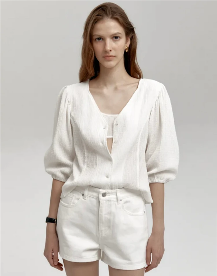 샵엠 빈 링클 블라우스 bean wrinkle blouse 이미지