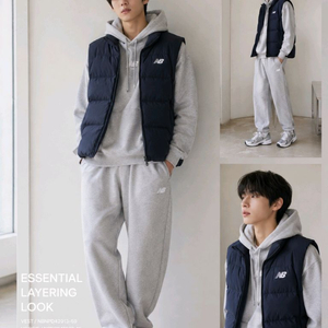 New Balance 뉴발란스 남성 오리털 패딩 조끼 베스트 (네이비 XL) 트레이닝복 운동복 이미지