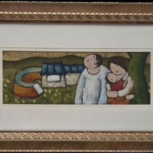 따뜻한 가족 유화 그림 액자 이미지
