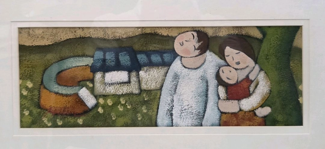 따뜻한 가족 유화 그림 액자 이미지