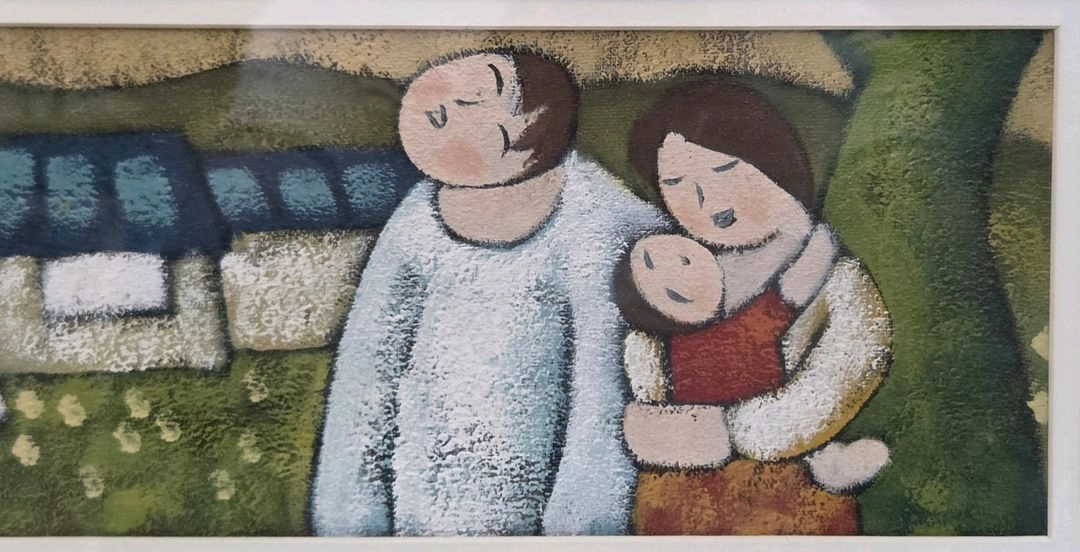 따뜻한 가족 유화 그림 액자 이미지