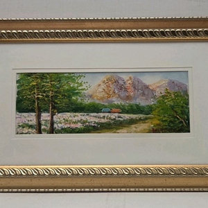 유화 풍경화 산 그림 액자 이미지