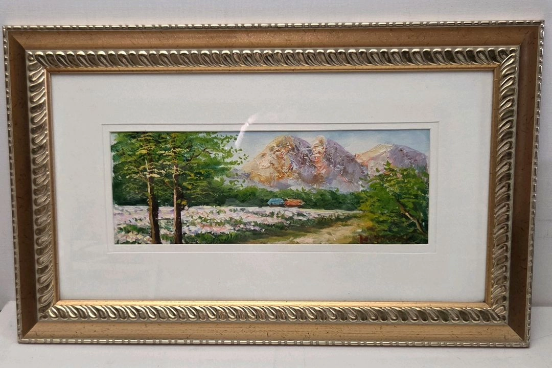 유화 풍경화 산 그림 액자 이미지