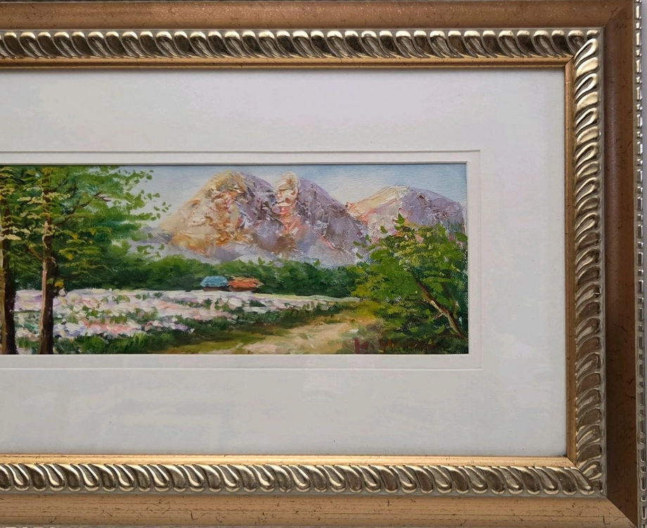 유화 풍경화 산 그림 액자 이미지