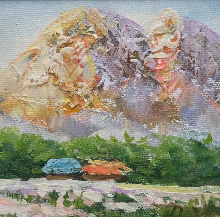 유화 풍경화 산 그림 액자 이미지