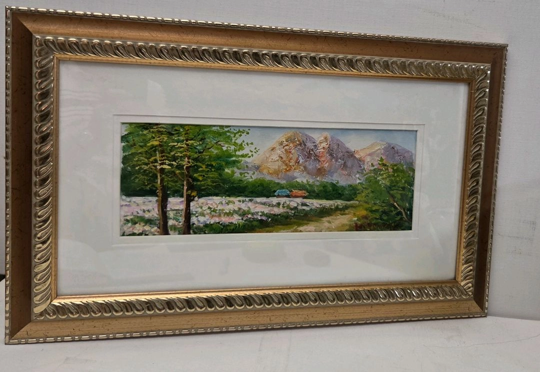 유화 풍경화 산 그림 액자 이미지