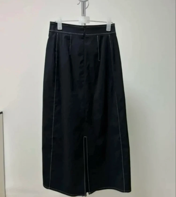 모한 스티치스커트 네이비 S 이미지