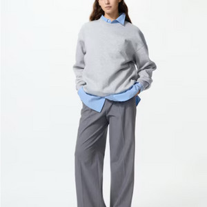 [2XL/33] 유니클로 슬랙스 와이드 정장바지 팬츠 그레이 긴기장 이미지