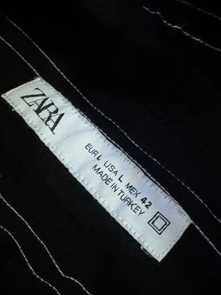 자라 ZARA 비스코스 스트라이프 빈티지 긴팔 셔츠 L ~ XL 블랙 이미지