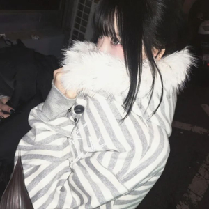 언타이틀서울 스트라이프 퍼 후드집업 아캄 탄산마그네슘 코이세이오 이미지