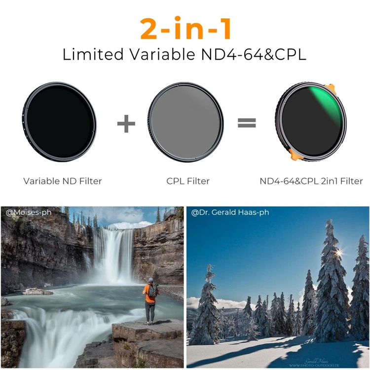 K&F Concept NANO-X 가변 ND4-64+CPL 필터 (새상품) AGC Glass (49mm-82mm) 이미지