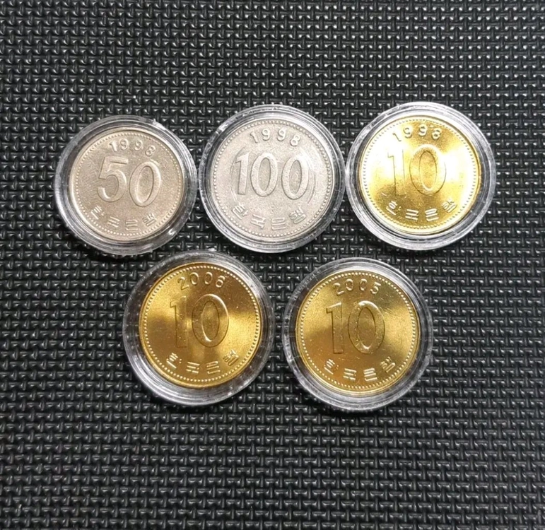 한국은행 1998년 100.50.10원등5종일괄.주화 화폐 동전 이미지