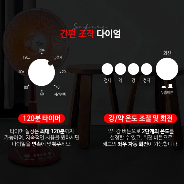 선풍기형 스탠드 히터 전기히터 전기난로 미개봉새제품 이미지
