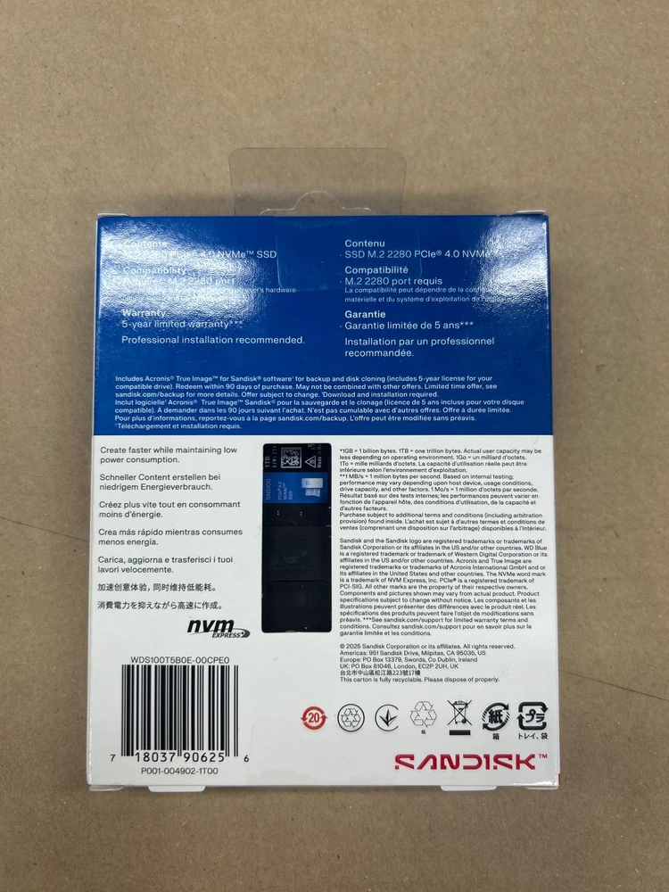 웨스턴디지털 Western Digital WD Blue SN5100 M.2 NVMe 1TB SSD 이미지