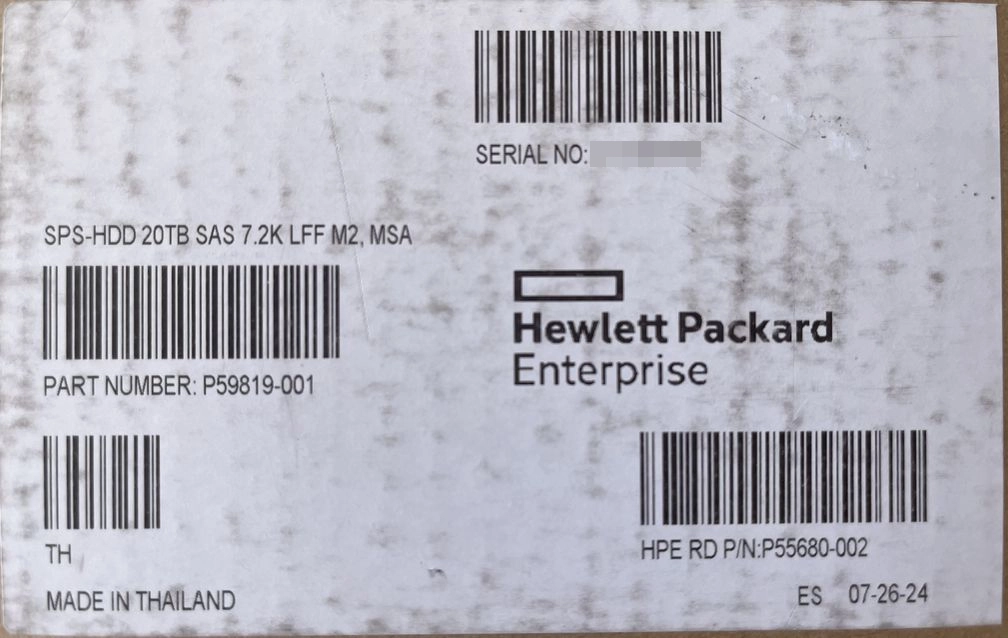 HPE 20TB SAS HDD 미개봉 새제품 이미지