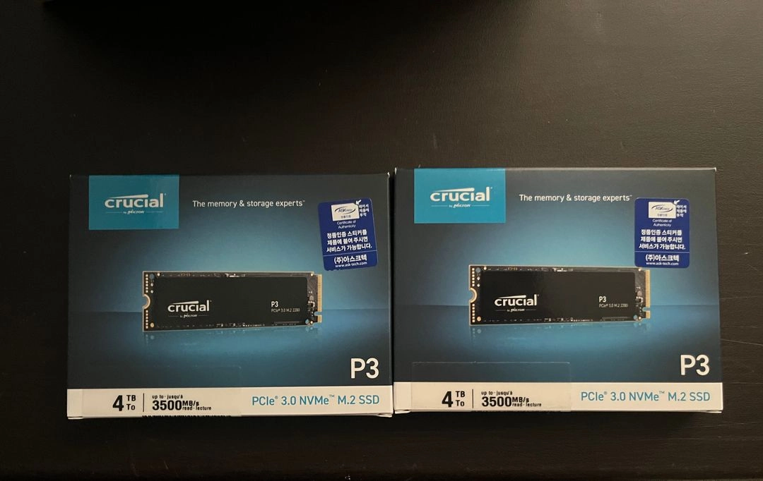 미개봉 국내정품 마이크론 P3 M.2 NVME 4TB 판매해요 이미지