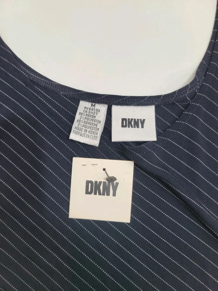 (새상품) DKNY 레이온 사선 스트라이프 민소매 맥시 원피스 / 여 M 다크네이비 이미지
