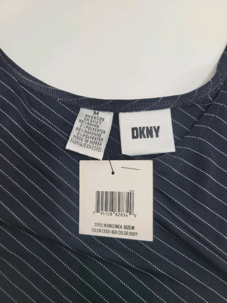 (새상품) DKNY 레이온 사선 스트라이프 민소매 맥시 원피스 / 여 M 다크네이비 이미지