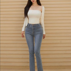 카인다미 골반볼륨업 연그레이 일자진 골반뽕 청바지 S 이미지