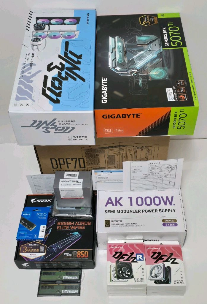 (새제품 수랭 블랙)9800X3D, RTX5070Ti, B850M, 32GB, 수랭쿨러, 방송게이밍컴퓨터본체 이미지