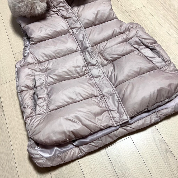 쥬크 ZOOC 59.9만 핑크 폭스후드 덕다운 패딩조끼 오리털 점퍼 자켓 퍼 베스트 주크 이미지