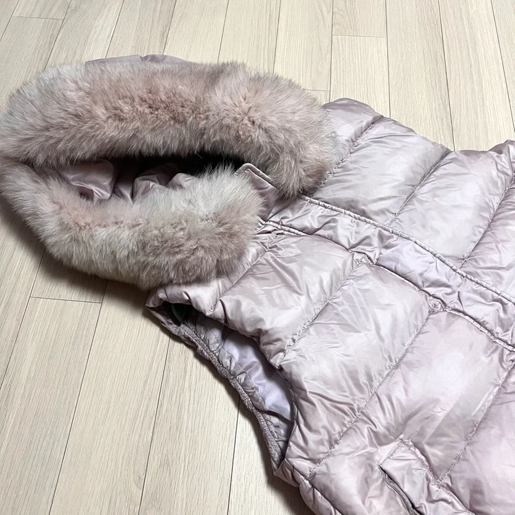 쥬크 ZOOC 59.9만 핑크 폭스후드 덕다운 패딩조끼 오리털 점퍼 자켓 퍼 베스트 주크 이미지