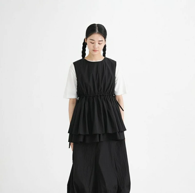 유노이아 리프 스트링 베스트 블랙 leaf string vest black 판매합니다 이미지