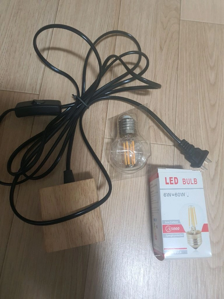 새상품/중국용 플러그 LED 우드 펜던트 전구 무드등 취침등 조명 이미지