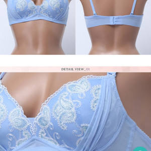 로즈버드비비안 블루 자수 노와이어 브래지어 80C 이미지