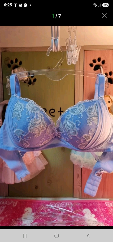 로즈버드비비안 블루 자수 노와이어 브래지어 80C 이미지