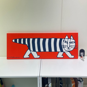 리사라르손 마이키 고양이그림 레드 네이비 중형 캔버스액자(전시품) 이미지
