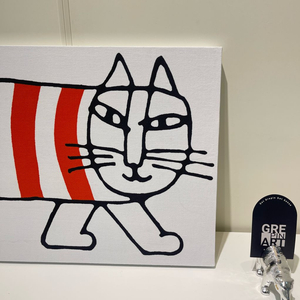 리사라르손 마이키 고양이그림 레드 중형 캔버스액자(전시품) 이미지
